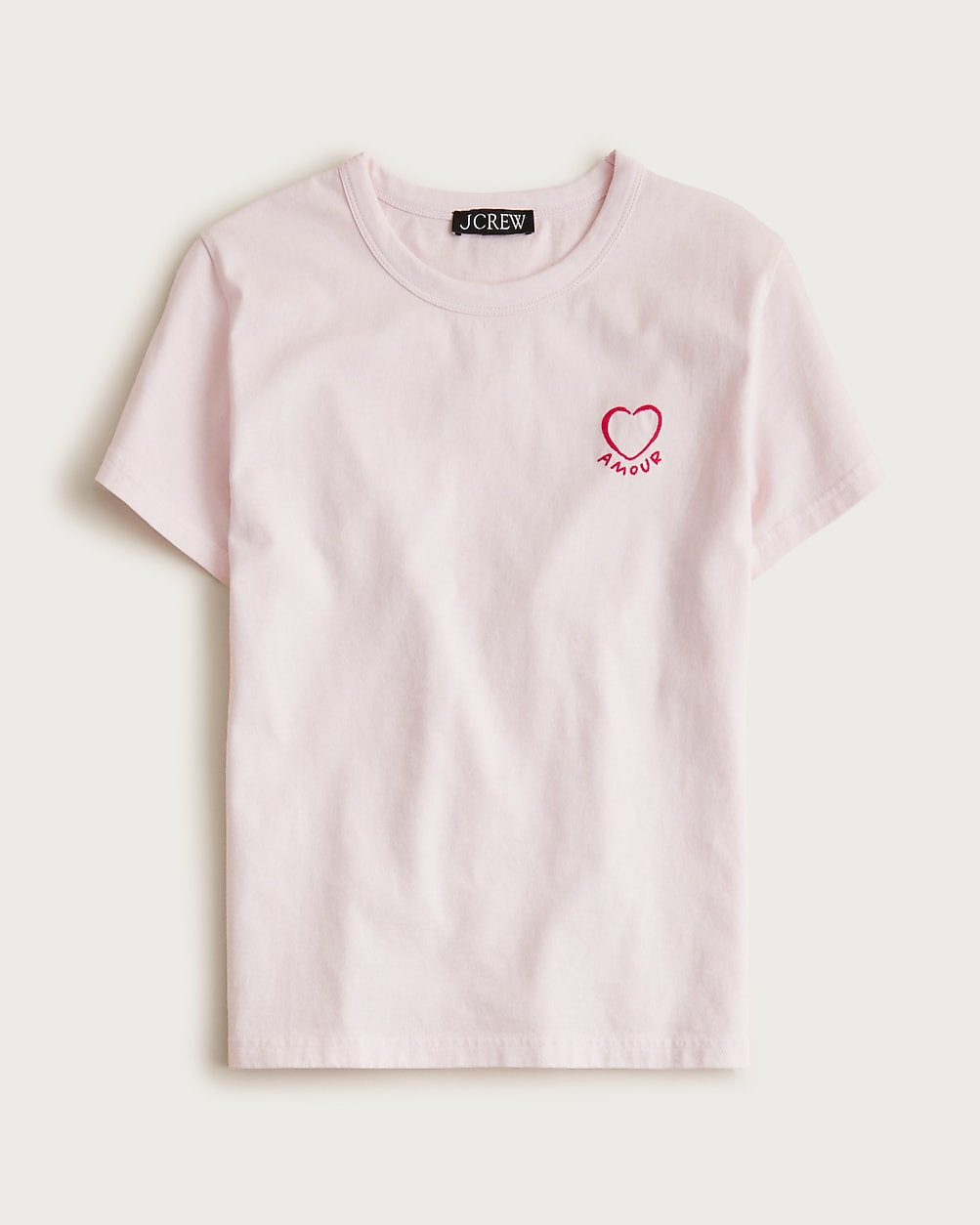 Boyfriend jersey classic-fit T-shirt with heart embroidery | J. Crew US