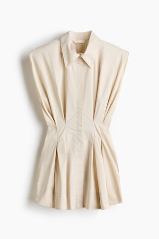 H & M - Tapered-Waist Poplin Shirt - Beige | H&M (US + CA)