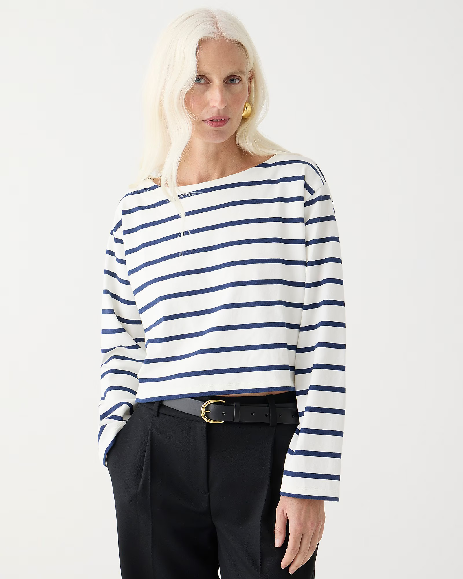 Cropped boatneck T-shirt in mariner cotton | J. Crew US