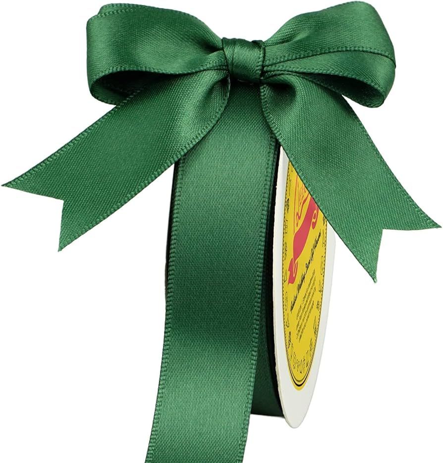LEEQE Double Face Forest Green Satin Ribbon 7/8 inch X 25 Yards Polyester Forest Green Ribbon for... | Amazon (US)