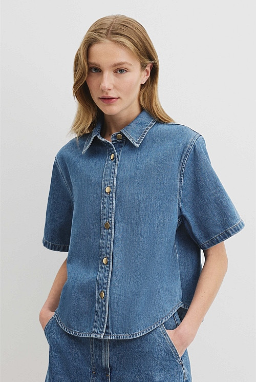 Short Sleeve Denim Shirt | Country Road