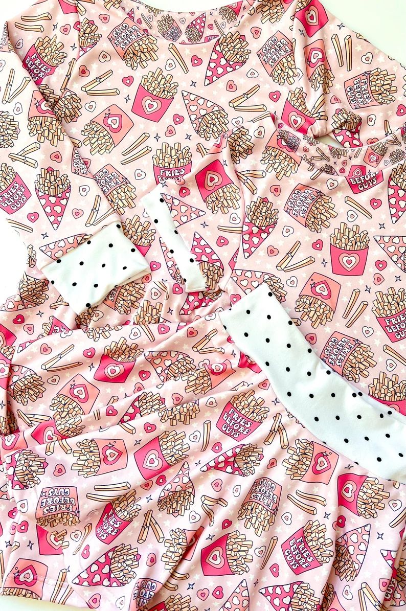 Girls Twirl Skirt Fries Before Guys Pink French Fry Print | Etsy | Etsy (US)