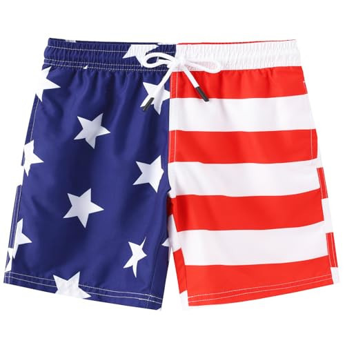 CJMJXPH Boys Swim Trunks with Compression Liner Toddler Boys Stretch Swim Shorts Quick Dry 2 in 1 Beach Shorts American Flag 2 7-8 Years | Amazon (US)