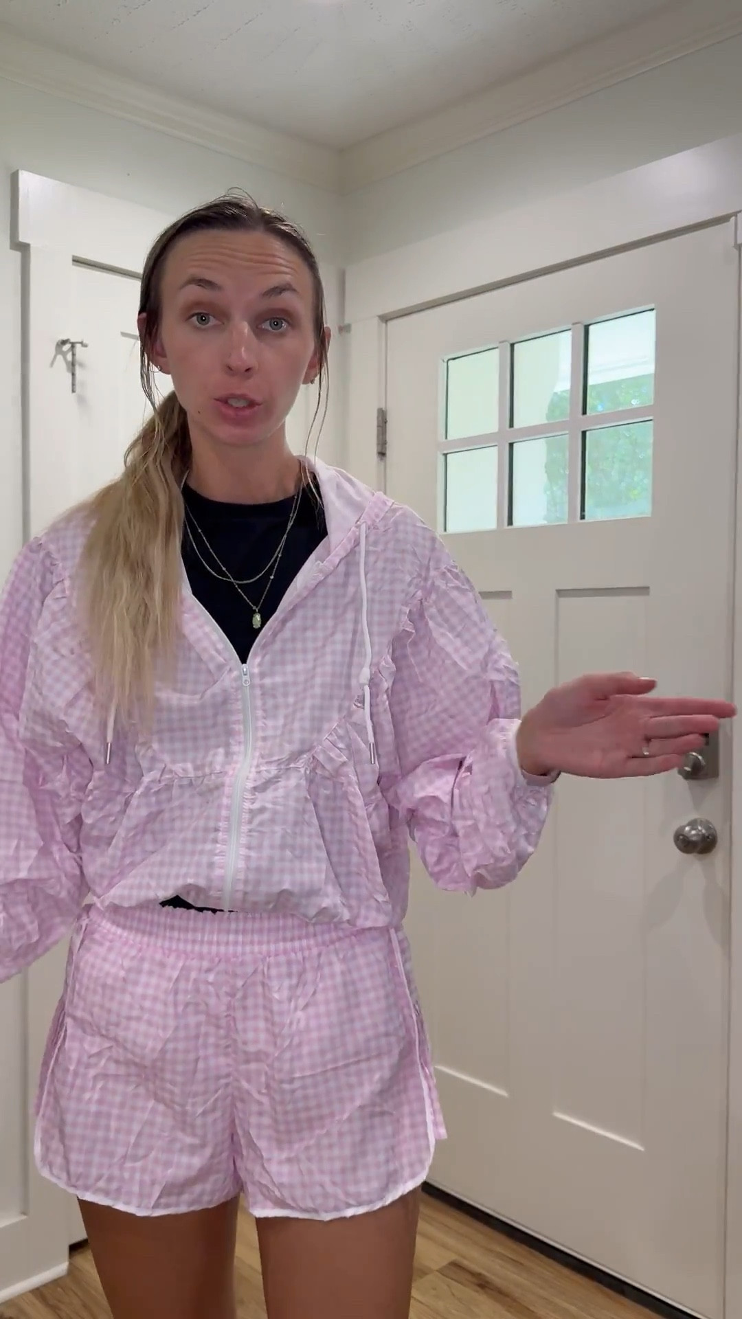Obsessed with this pink gingham set from @thesethreeboutique 💕 The windbreaker material is lightweight, comfy, and perfect for travel days, beach hangs, or just running around town. Gingham is the trend this season, and this set checks all the boxes ✅🌸 #addtocart
#GinghamTrend #OOTD #TheseThreeStyle #MatchingSet #WindbreakerStyle #TravelOutfit #BeachReady #EverydayStyle #SummerLook #TrendAlert #PinkGingham #BoutiqueStyle #SetGoals