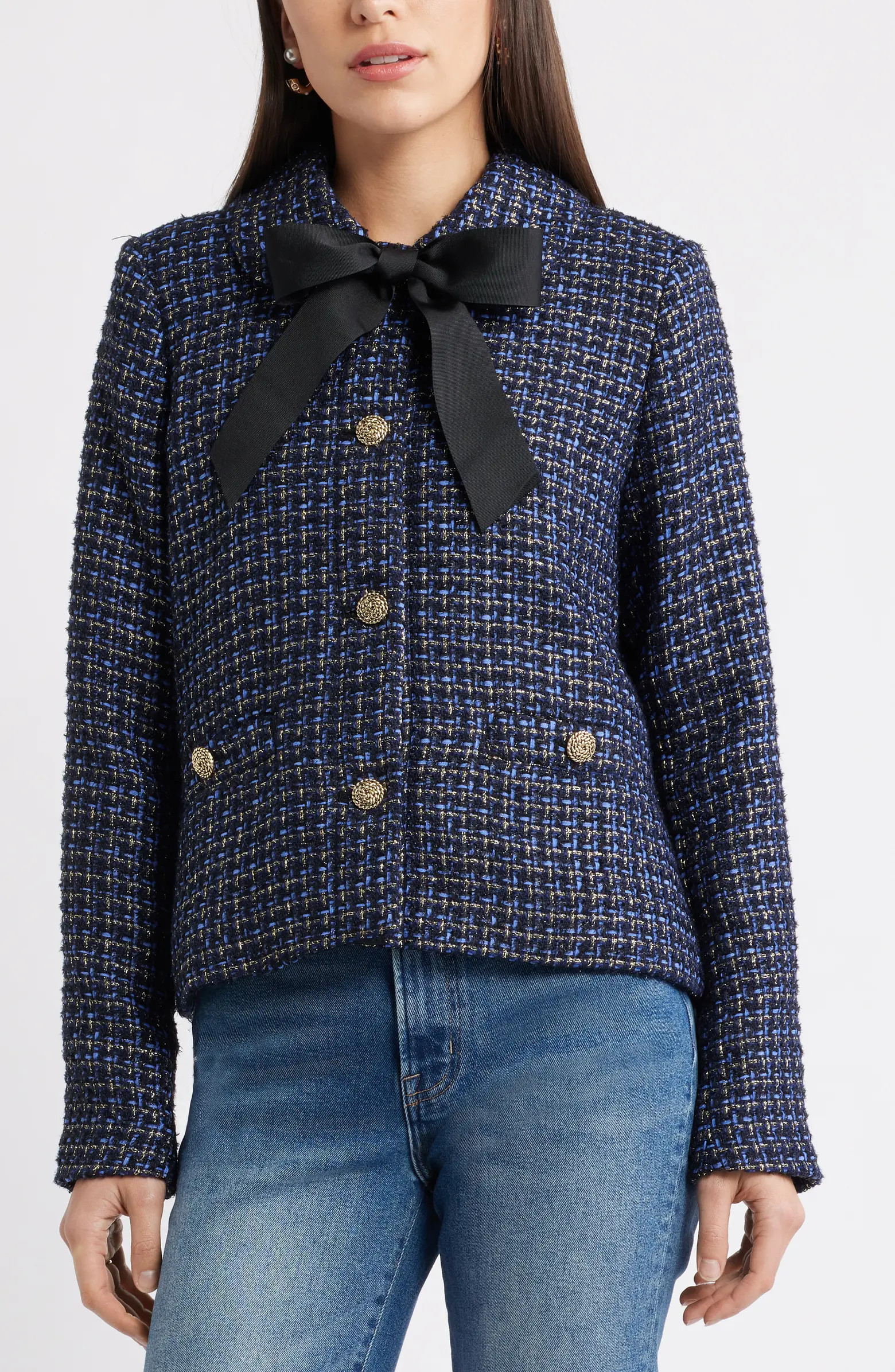 Caslon® Tweed Bow Jacket | Nordstrom | Nordstrom
