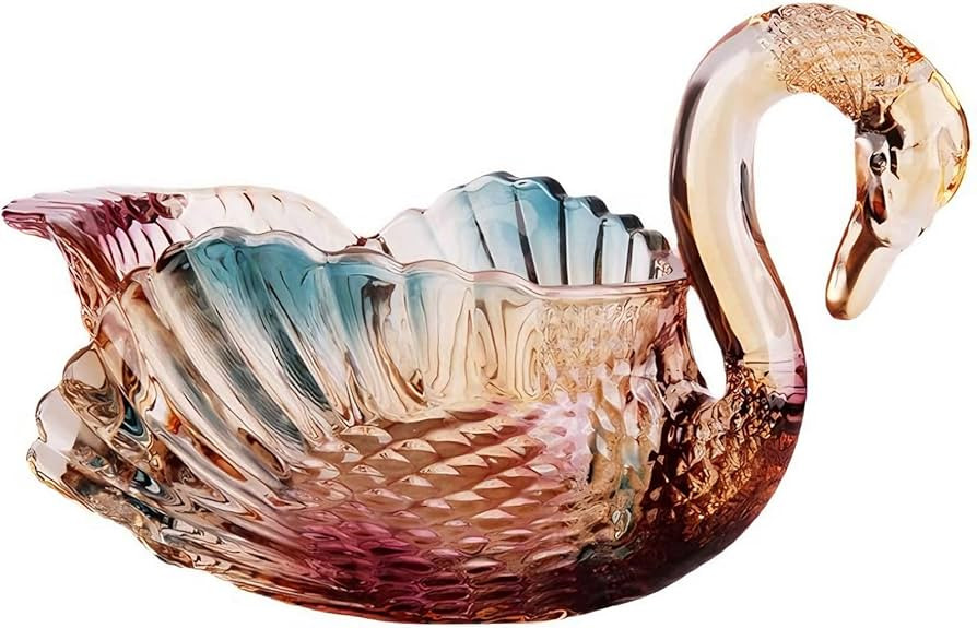 Falytemow Glass Crystal Swan-Shaped Candy Dish, Creative Swan Design Fruit Bowl for Tabletop Deco... | Amazon (US)