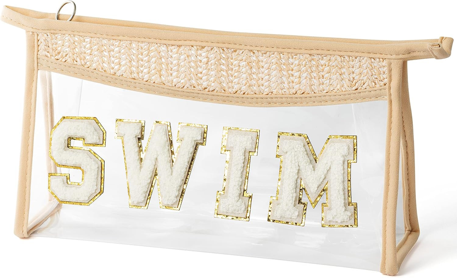 Belanttega Boho Patch SWIM Makeup Bag Clear Toiletry Bag Varsity Letter Travel Cosmetic Bag beige... | Amazon (US)