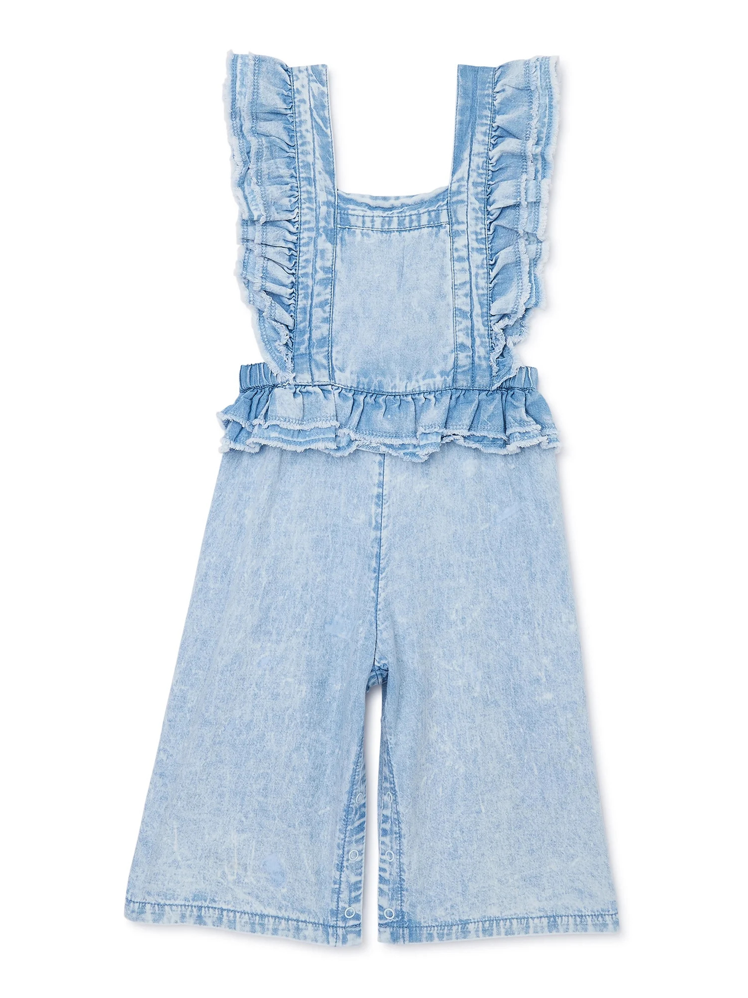 Wonder Nation Toddler Girl Sleeveless Ruffled Denim Romper, Sizes 18M-2T | Walmart (US)