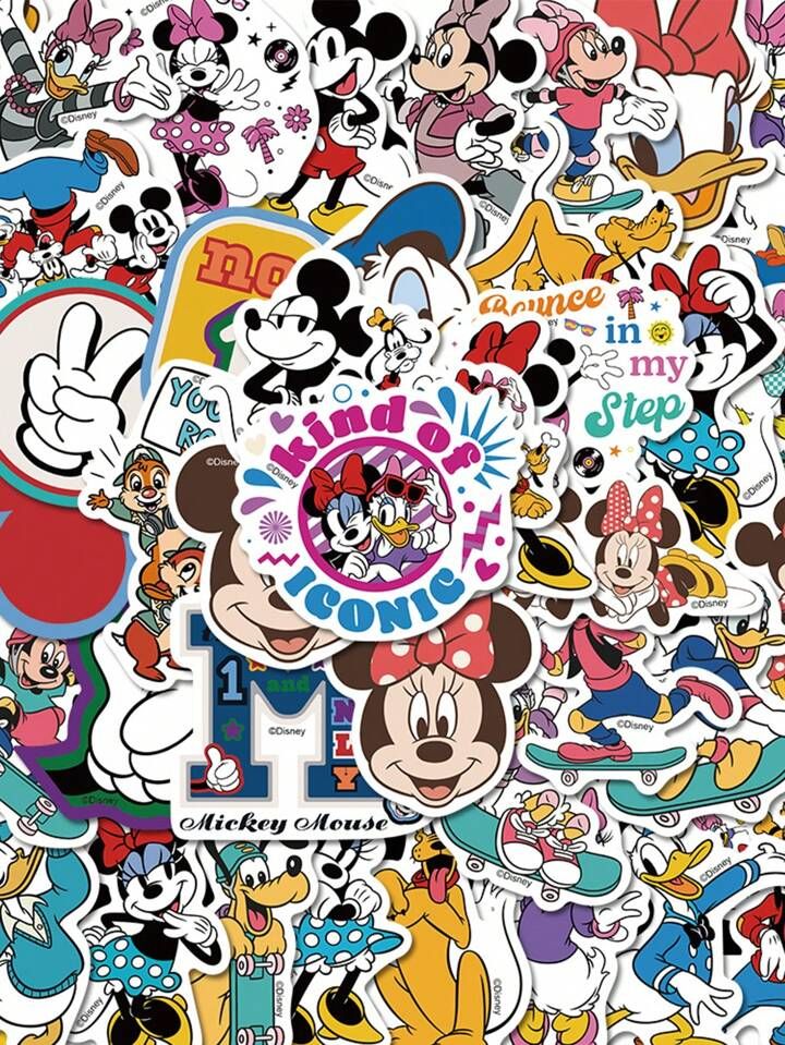 50pcs Mickey Mouse Donald Duck Minnie Bruto Graffiti Stickers  Cartoon Stickers Mobile Phone IPad... | SHEIN