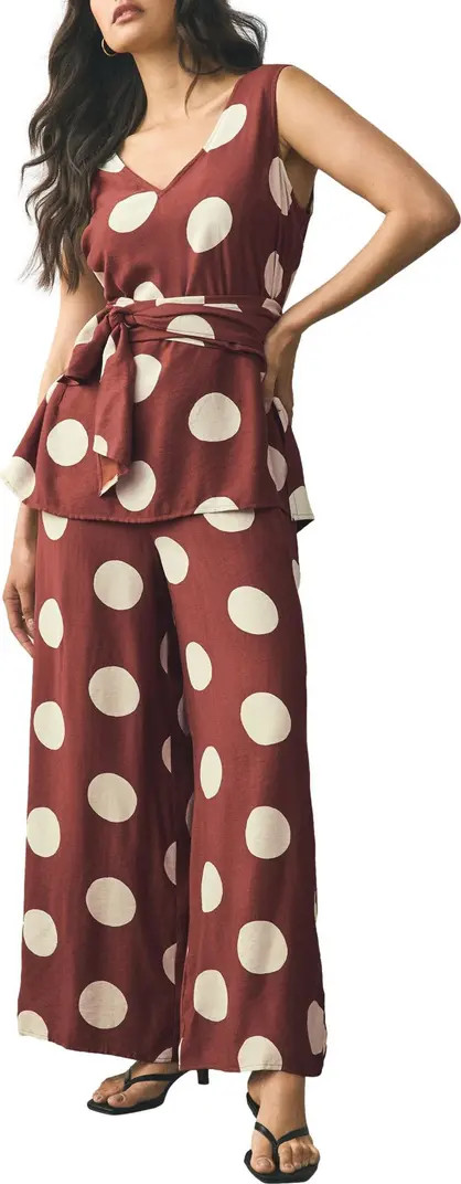 NEXT Polka Dot Tie Waist Jumpsuit | Nordstrom | Nordstrom