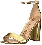 Sam Edelman Women's Yaro Heeled Sandal, Bright Gold/Metallic Distressed Leather, 8 M US | Amazon (US)