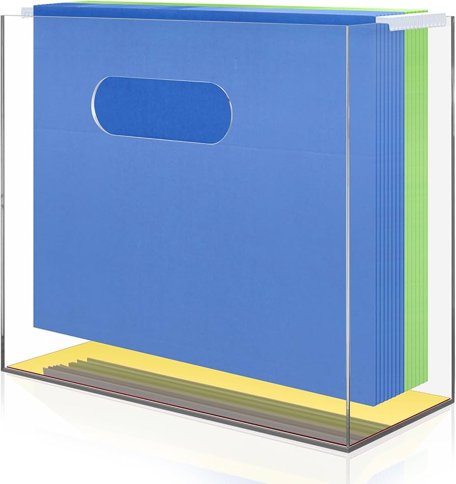 SHIQIKEJIPTY Acrylic hanging file organizer box with gold clear desktop file box acrylic with Han... | Amazon (US)