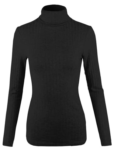 Casual Ribbed Long Sleeve Turtle Neck Top Shirts Black M | Amazon (US)