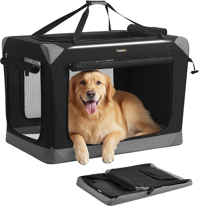 Feandrea Collapsible Dog Crate, Portable Oxford Fabric Pet Travel Crate with 4 Mesh Doors, Handle... | Amazon (US)