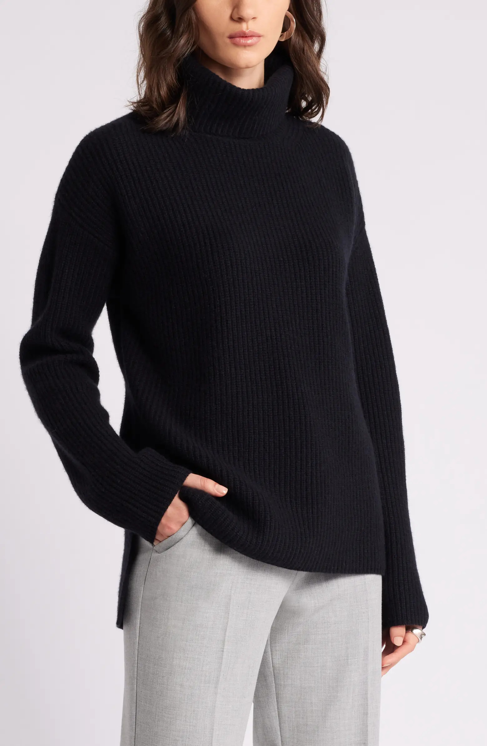 Wool & Cashmere Rib Turtleneck Sweater | Nordstrom