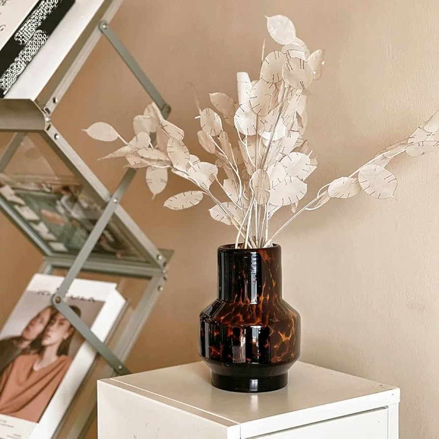 Ceramic Flower Vase, Unique Vase for Home Office Table Decor Housewarming Festival Gift (Amber) | Amazon (US)