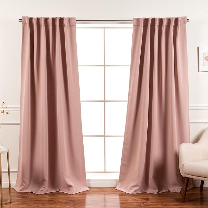 Best Home Fashion Thermal Insulated Blackout Curtains - Back Tab/ Rod Pocket - 52" W x 96" L - Du... | Amazon (US)