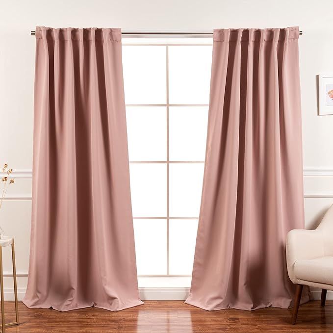Best Home Fashion Thermal Insulated Blackout Curtains - Back Tab/ Rod Pocket - 52" W x 96" L - Du... | Amazon (US)
