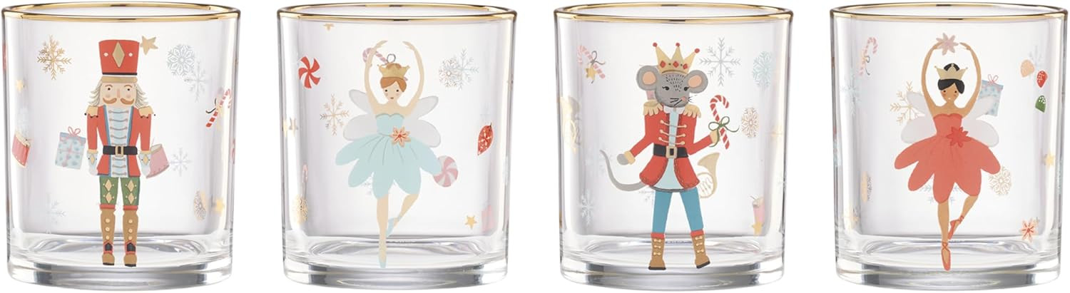 Lenox 898402 Nutcracker Ballet Double Old Fashioned Glasses, Set of 4, Christmas, Cocktail Glass,... | Amazon (US)