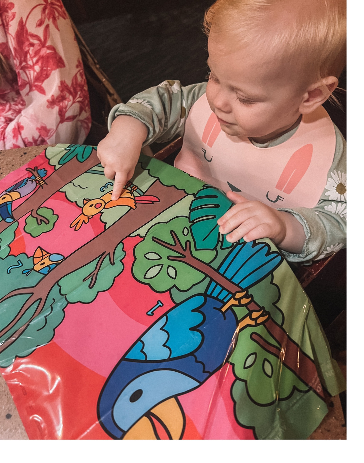 These lil disposable mats make going out to eat SO much easier with a baby!

Once I put the mat down, she can freely eat her food, play, and even interact with the activities on the mats 🥹 here she is pointing to one of the birds!!🦜

All the while, her scoop bib is catching all the strays & is super easy to clean!!🙏🏼

#LTKfamily #LTKbaby #LTKkids