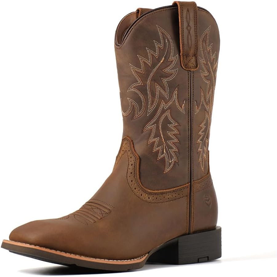 Cowboy Boots For Men - Mens Sport Wide Square Toe Western Boot,Oil/Slip Resistant,Durable Fashion... | Amazon (US)