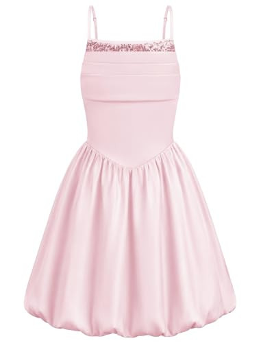 HOZIY Girls Sequin Satin Bubble Party Dress Formal Elegant Birthday 8-16Y | Amazon (US)