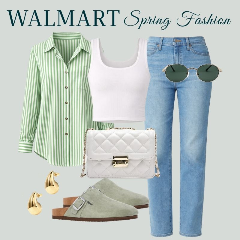 Fresh spring outfit from Walmart 🤍 Love this green striped button-down layered over a white tank with straight-leg jeans. Easy, classic, and perfect for everyday spring wear.


// Walmart, Walmart Finds, Walmart Fashion, Walmart Fashion Spring, Walmart Spring, Walmart Outfits, Walmart Womens Fashion, Oversized Long Sleeve Top, Crop Tank Top, High Rise Straight Jeans, Crossbody Bag, Buckle Clog, Hoop Earrings, Womens Sunglasses 

 #LTKgrwm #LTKootd #LTKSeasonal