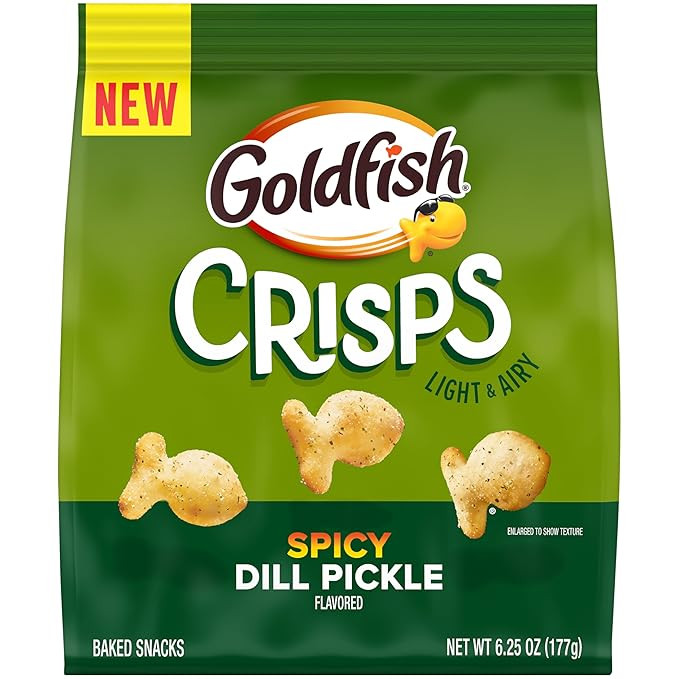 Goldfish Crisps Spicy Dill Pickle Flavored Baked Chip Crackers, 6.25 Oz Bag | Amazon (US)