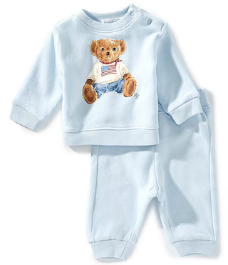 Ralph Lauren Baby Boys Long Sleeve Polo Bear Fleece Sweatshirt & Matching Jogger Pant Set | Dilla... | Dillard's