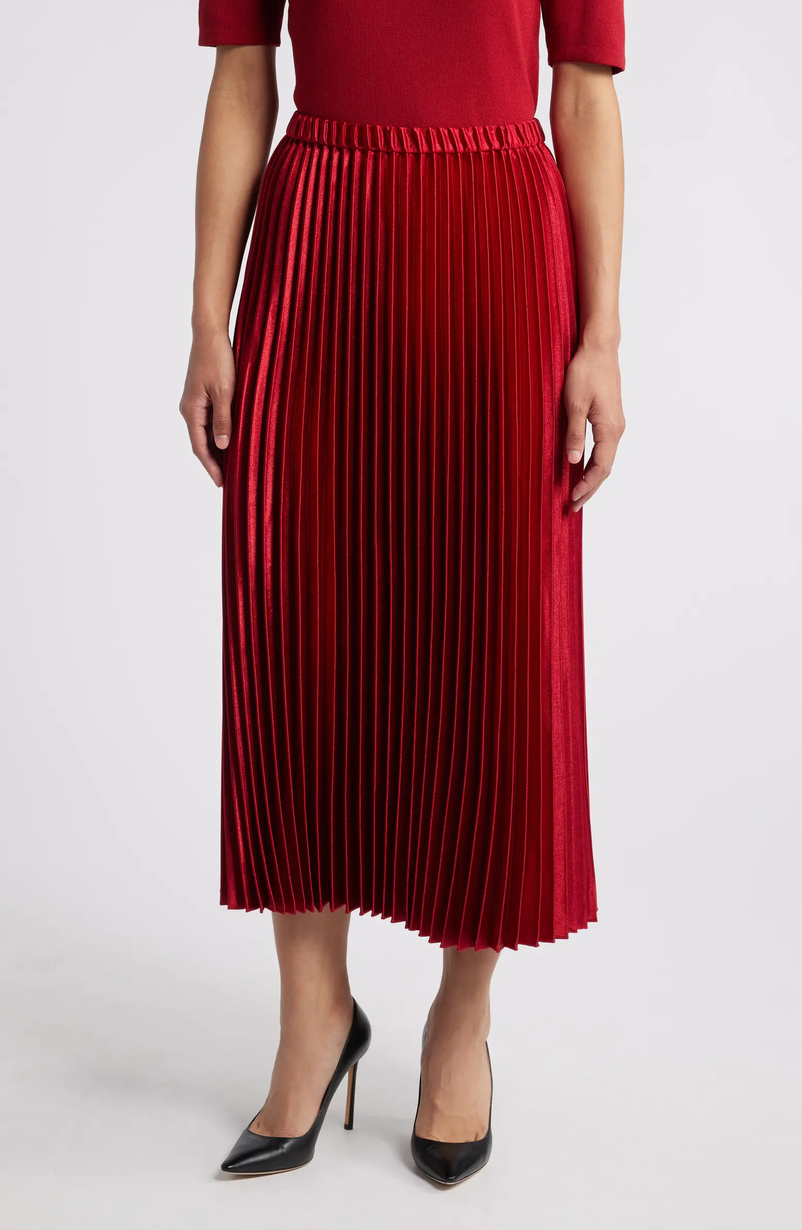 Anne Klein Pleated Satin Skirt | Nordstrom | Nordstrom