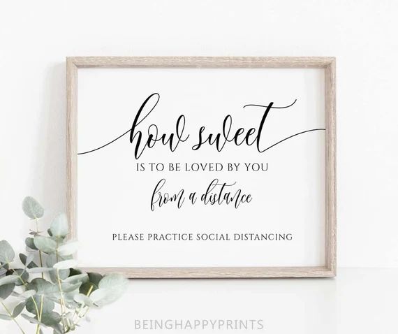 Social Distance Wedding Sign, Printable Covid Wedding Signs, Minimalist, Practice Social Distanci... | Etsy (US)