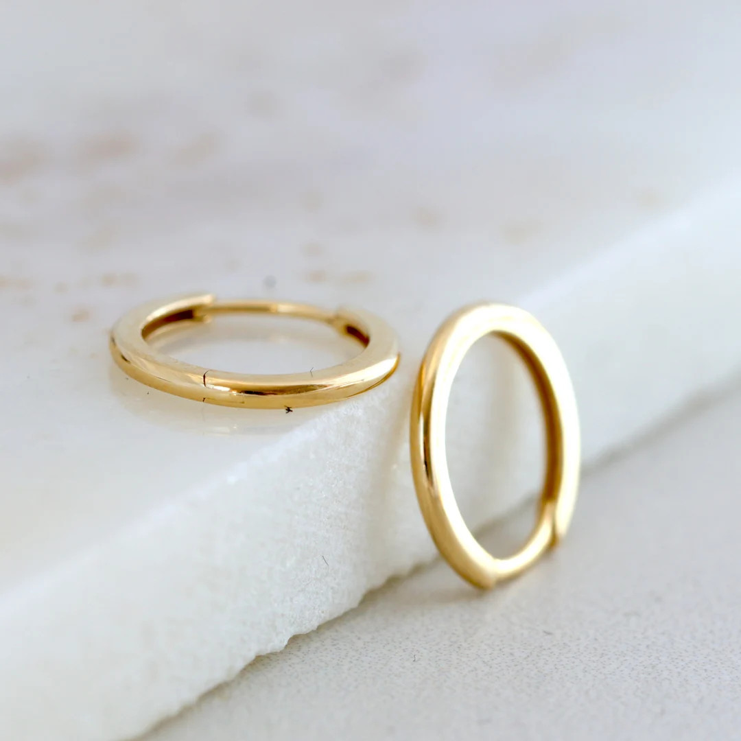 Plain Huggies, Solid Gold Small Hoop Earrings, Dainty Gold Huggie Hoops, Cartilage Hoops, Helix H... | Etsy (US)