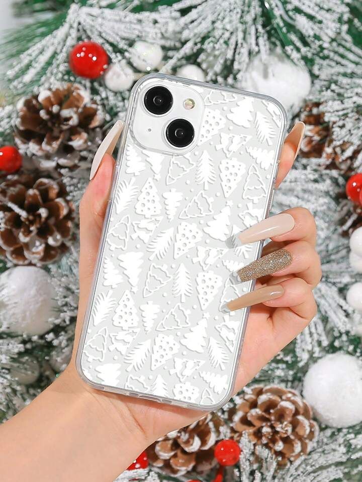 1pc Hand-painted Christmas Tree Printed Phone Case Compatible With Iphone | SHEIN