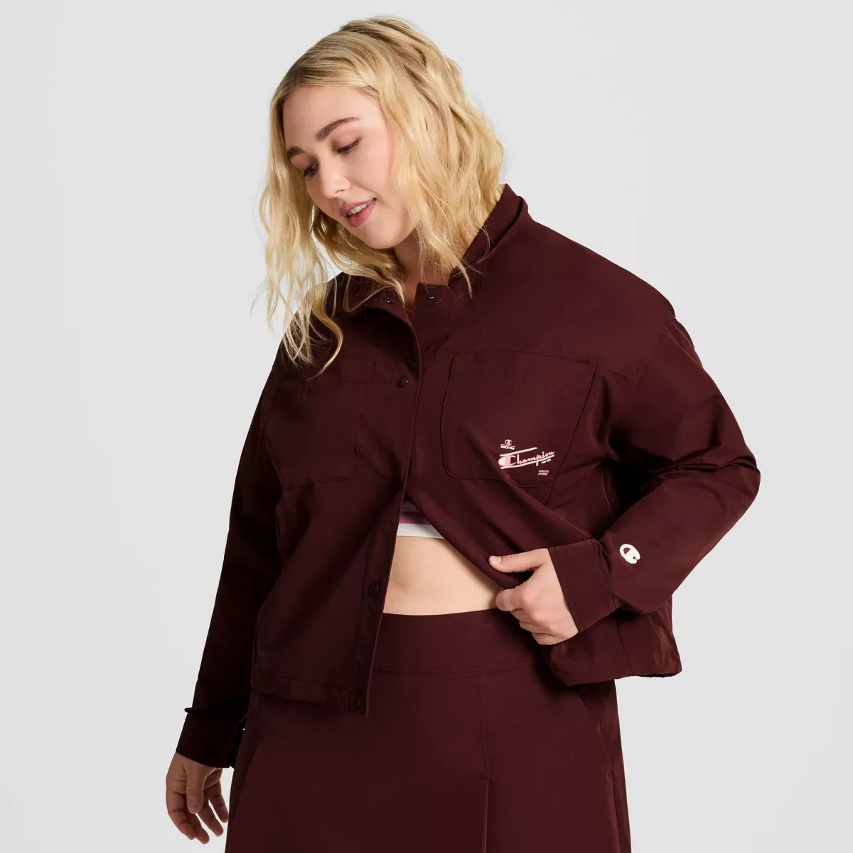 Champion Women's Snap Front Top - Maroon 4X | Target