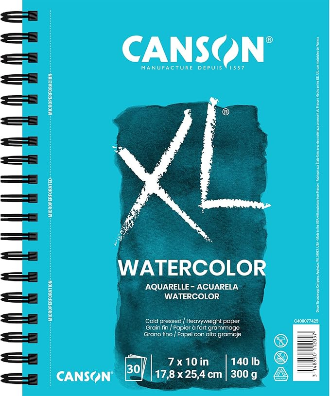 Canson XL Series Watercolor Paper, Wirebound Pad, 7x10 inches, 30 Sheets (140lb/300g) - Artist Pa... | Amazon (US)