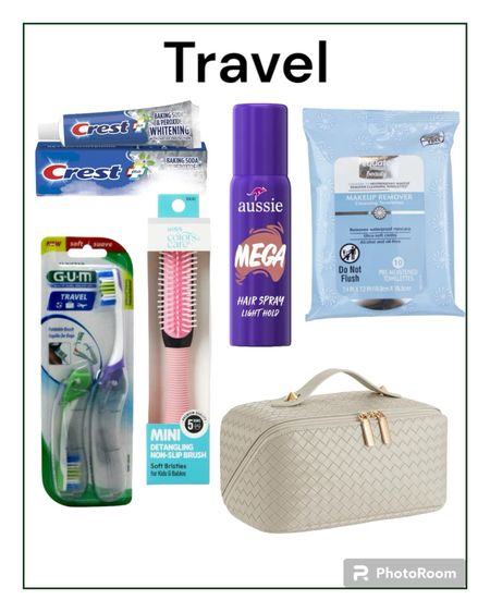 Travel size hair care and tooth brush. 

#travel

#LTKtravel
