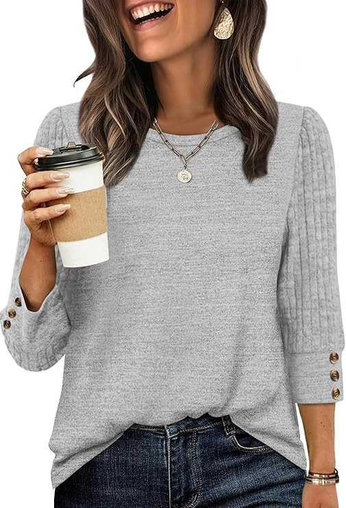 WIHOLL 3/4 Length Sleeve Womens Tops Sweaters Shirts Lightweight Spring Outfits 2026 Winter Cloth... | Amazon (US)