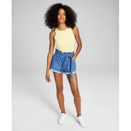 And Now This Womens Paperbag-Waist Denim Shorts Zeke 31 | Walmart (US)