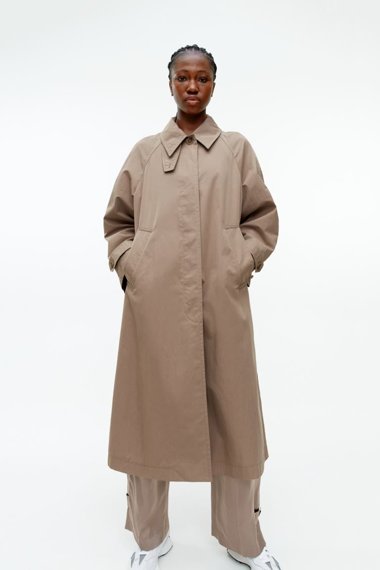 Cotton Blend Trench Coat | H&M (UK, MY, IN, SG, PH, TW, HK)