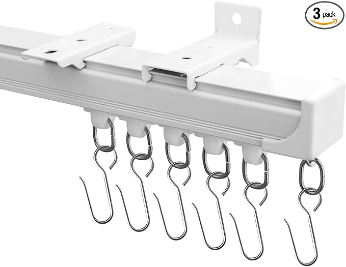 Ceiling Curtain Track, Curtain Track Ceiling Mount, Room Divider Curtain Rod or Wall with Rolling... | Amazon (US)