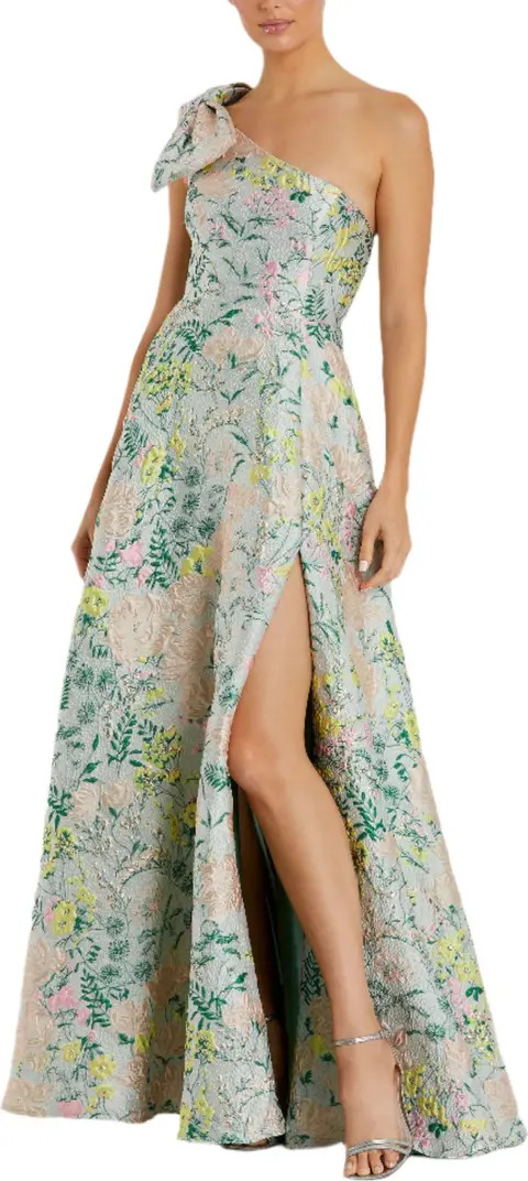 Mac Duggal One Shoulder Brocade Gown With Bow Detail | Nordstrom | Nordstrom
