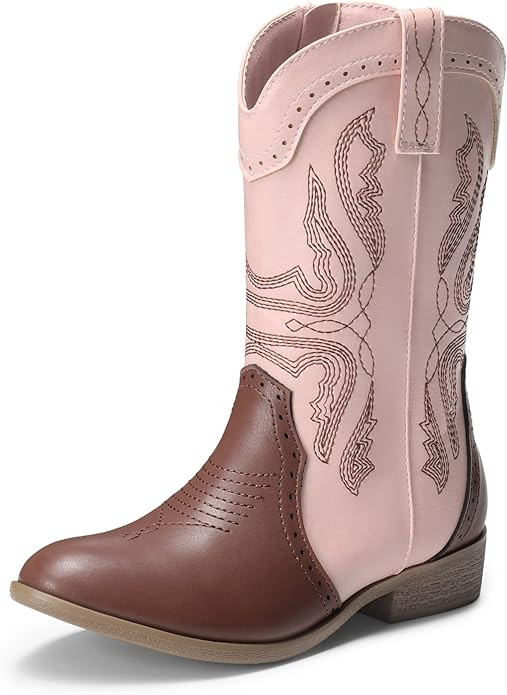 DREAM PAIRS Girls Cowgirl Cowboy Western Boots Mid Calf Riding Shoes | Amazon (US)