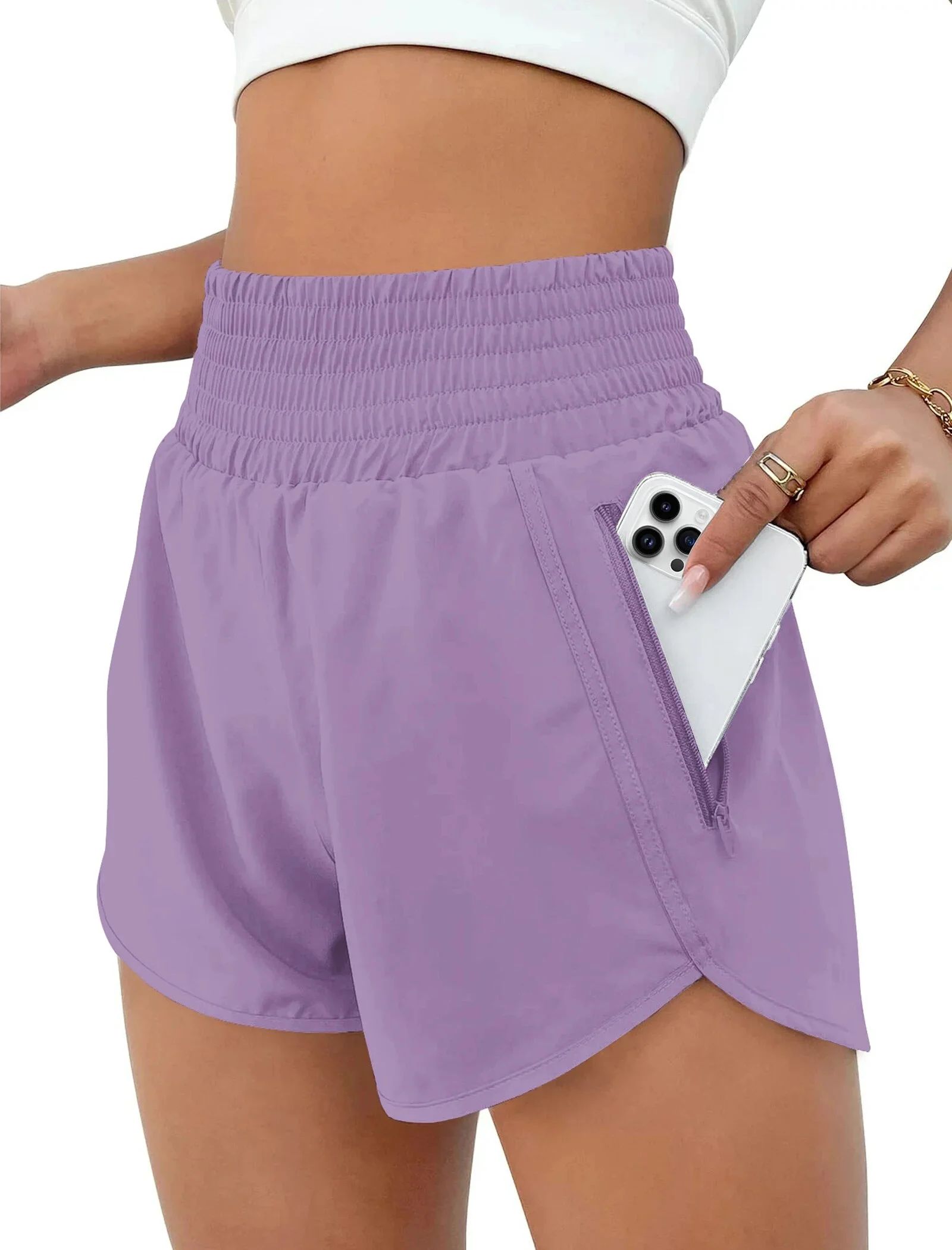Rosvigor Womens Athletic Shorts High Waisted Running Shorts Gym Workout Shorts with Pockets | Walmart (US)