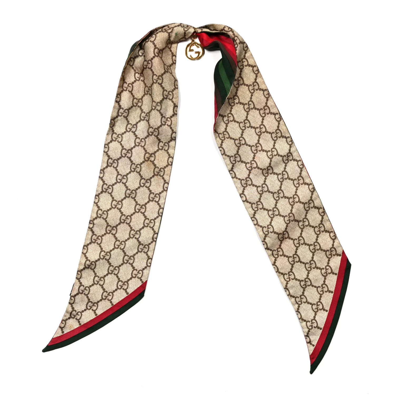 GUCCI Silk Stripe Head Scarf Brown | FASHIONPHILE (US)