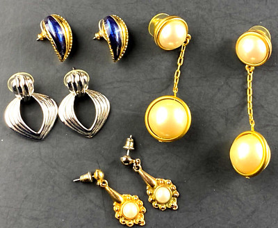 LOT* Trifari, Monet, Avon Earrings Vintage Costume Jewelry Four pair Lot   jm | eBay US