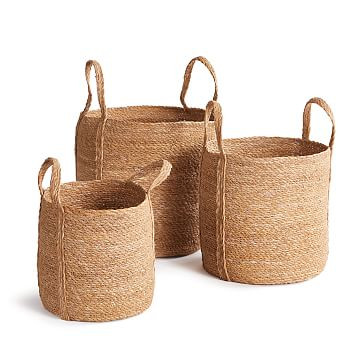 Long Handled Seagrass Baskets (Set of 3) | West Elm (US)