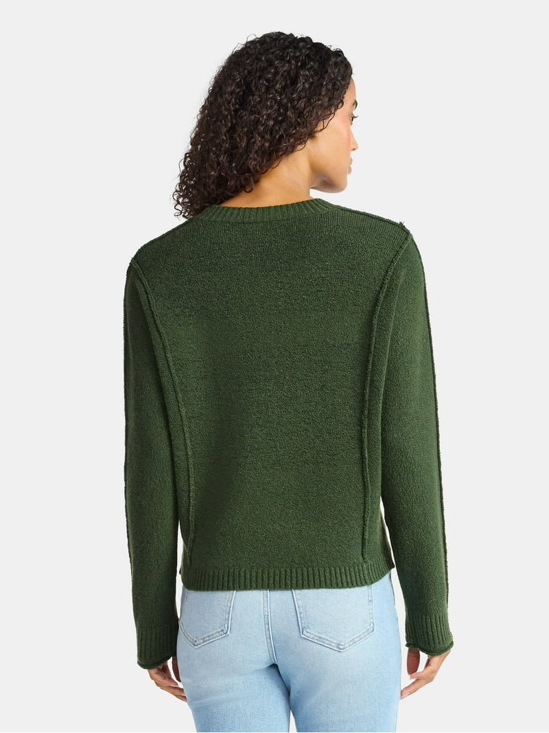 Time and Tru Women's Reverse Linking Pullover Sweater with Long Sleeves, Midweight, Sizes XS-XXXL | Walmart (US)