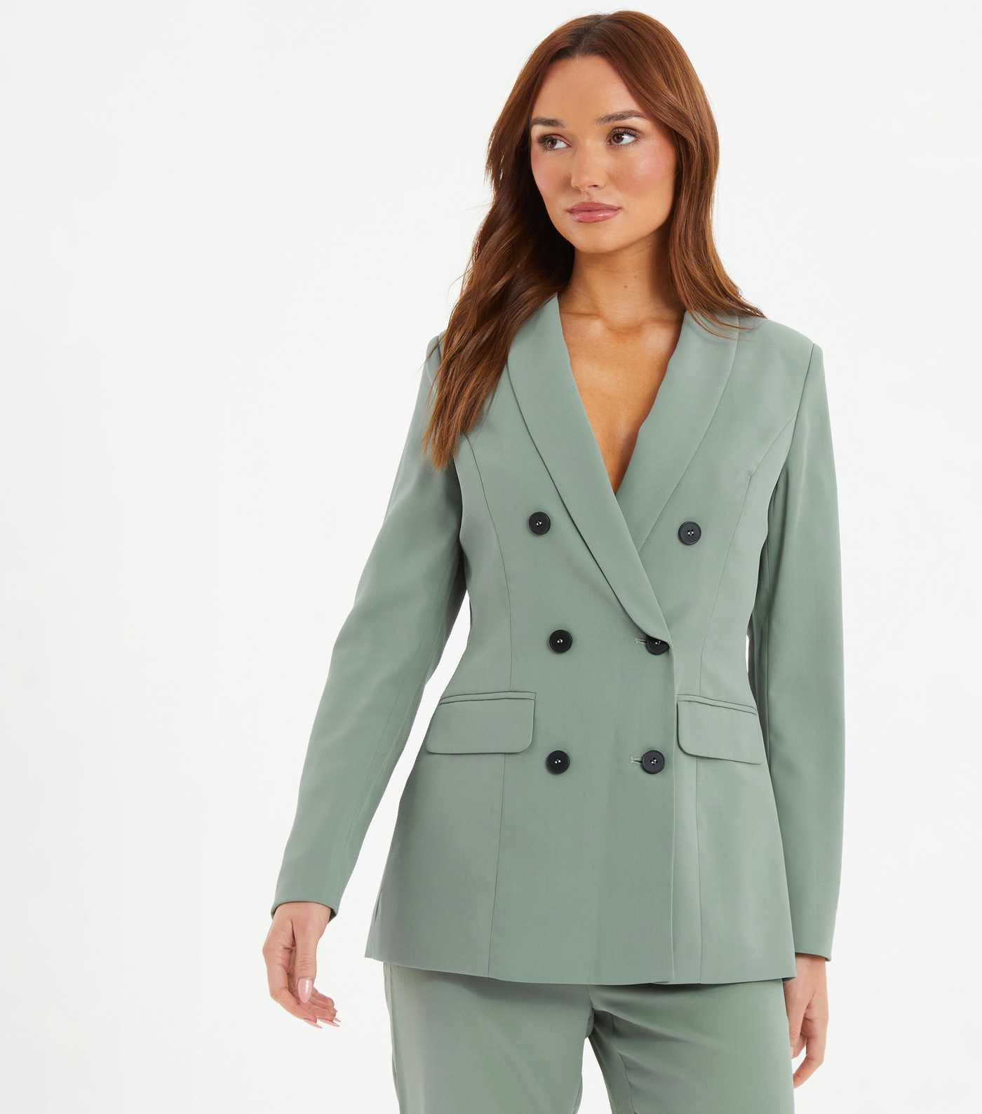 QUIZ Light Green Double Breasted Blazer | New Look | New Look (UK)