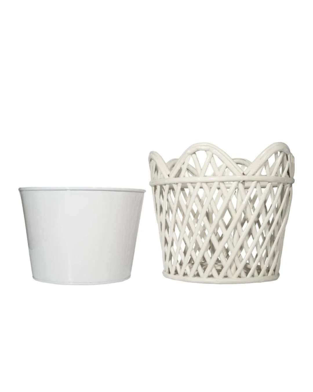 White Rattan Lattice Planter | Brooke & Lou | Brooke and Lou