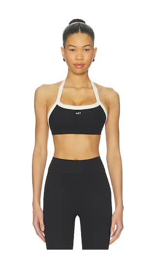 The Halter Sports Bra in Black & Cream | Revolve Clothing (Global)